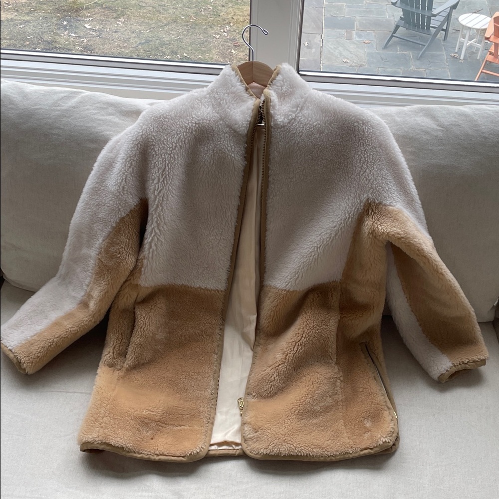 J. Crew Cream and Tan Teddy Jacket